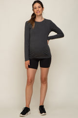 Charcoal Long Sleeve Maternity Top