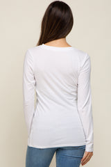 White Fitted Long Sleeve Maternity Top