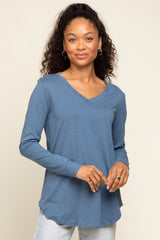 Blue Long Sleeve Maternity Top