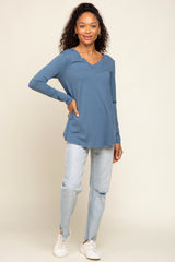 Blue Long Sleeve Top