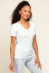 Mint Ribbed V-Neck Top