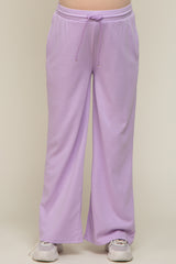 Lavender Drawstring Wide Leg Maternity Lounge Pants