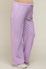 Lavender Drawstring Wide Leg Maternity Lounge Pants