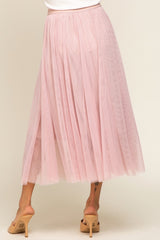 Light Pink Tulle Midi Skirt