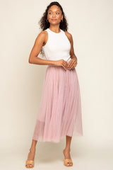 Light Pink Tulle Midi Skirt