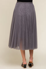 Charcoal Tulle Maternity Midi Skirt