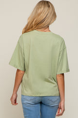 Light Green Basic Rolled Short Sleeve Maternity T-Shirt