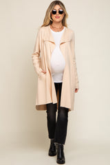 Cream Draped Maternity Cardigan