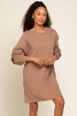 Mocha Ultra Soft Maternity Sweatshirt Dress