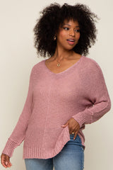 Mauve Chunky Knit Side Slit Sweater