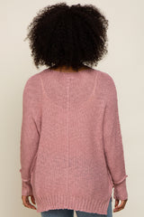 Mauve Chunky Knit Side Slit Sweater