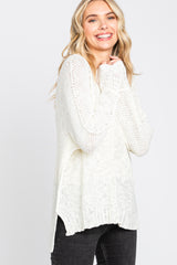 Cream Chunky Knit Side Slit Sweater