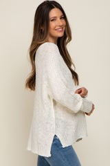 Cream Chunky Knit Side Slit Maternity Sweater