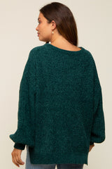 Forest Green Chenille Knit Balloon Sleeve Maternity Sweater