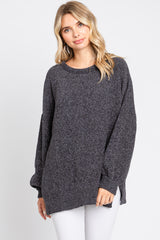 Charcoal Chenille Knit Balloon Sleeve Maternity Sweater