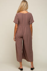 Mocha Crisscross Wide Leg Maternity Jumpsuit