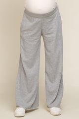 Heather Grey Soft Fleece Wide Leg Maternity Lounge Pants