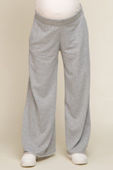 Heather Grey Soft Fleece Wide Leg Maternity Lounge Pants