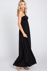 Black Front Knot Halter Maxi Dress