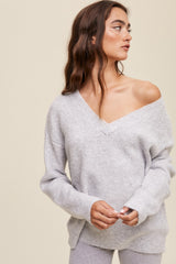 Heather Grey V-Neck Relaxed Fit Maternity Sweater