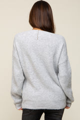 Heather Grey V-Neck Relaxed Fit Maternity Sweater