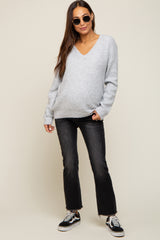 Heather Grey V-Neck Relaxed Fit Maternity Sweater