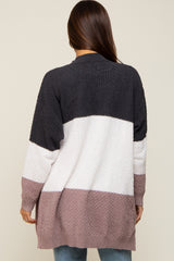 Charcoal Color Blocked Soft Knit Maternity Cardigan