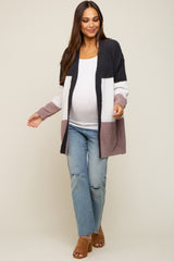 Charcoal Color Blocked Soft Knit Maternity Cardigan