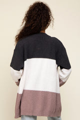 Charcoal Color Blocked Soft Knit Cardigan