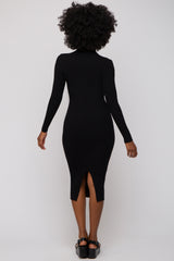 Black Cutout Fitted Knit Dress