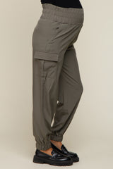 Olive Cargo Pocket Maternity Joggers