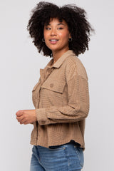 Mocha Velvet Textured Shirt Jacket