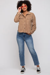 Mocha Velvet Textured Shirt Jacket