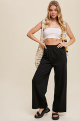 Black Basic Wide Leg Maternity Lounge Pants