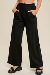 Black Basic Wide Leg Lounge Pants