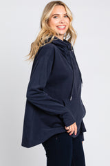 Navy Cowl Neck Hooded Sweatshirt