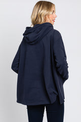 Navy Cowl Neck Hooded Sweatshirt