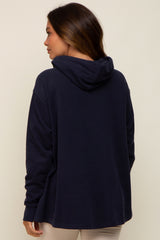 Navy Cowl Neck Maternity Hooded Sweatshirt