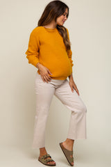 Yellow Back Cutout Lace Accent Maternity Sweater