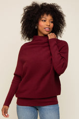 Burgundy Funnel Neck Dolman Sleeve Maternity Sweater