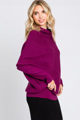 Plum Funnel Neck Dolman Sleeve Sweater