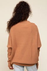 Light Camel Funnel Neck Dolman Sleeve Sweater