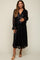 Black Sequin Long Sleeve Wrap Maternity Maxi Dress