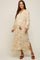 Cream Button Front Split V-Neck Side Slit Maternity Midi Dress
