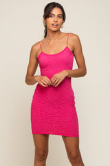 Fuchsia Texture Knit Maternity Dress