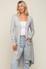 Heather Grey Button Front Knit Maternity Cardigan