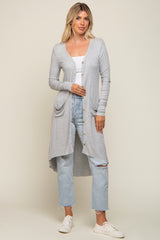 Heather Grey Button Front Knit Cardigan