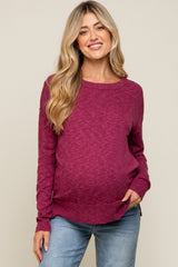 Magenta Knit Long Sleeve Maternity Top