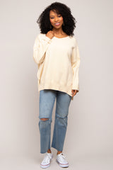 Cream Dolman Sleeve Side Slit Sweater