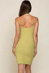 Lime Ribbed Double Strap Maternity Dress